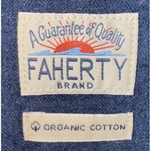 NWT FAHERTY Wavebreaker Shirt Dune Sky Stripe Organic Cotton Size XXL MSRP $198 - Picture 5 of 12